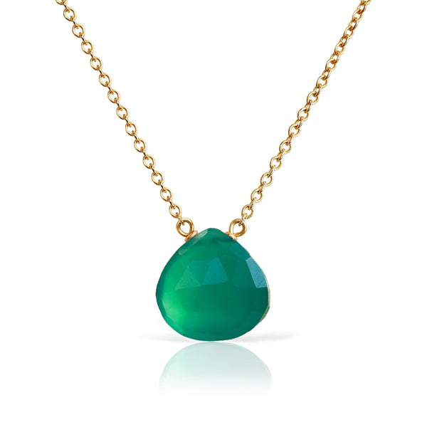 14K GOLD Green Onyx Necklace