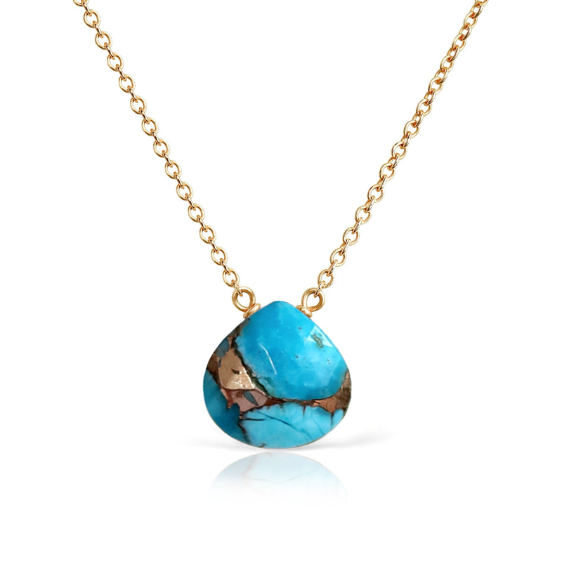 14k Gold Mojave Copper Turquoise Necklace