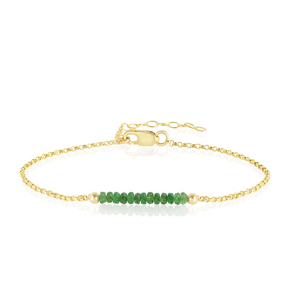 Green Garnet Anklet - Tsavorite with initials in Gold - Boutique Baltique