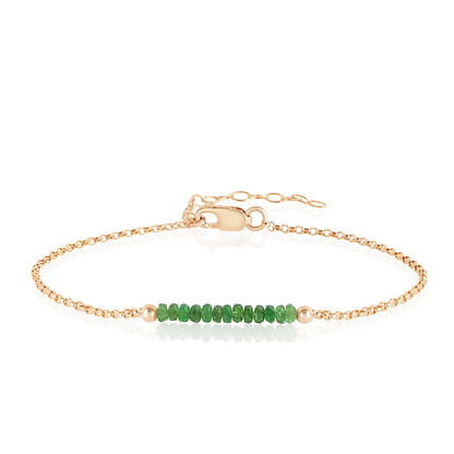 Green Garnet Anklet - Tsavorite with initials in Rose Gold - Boutique Baltique