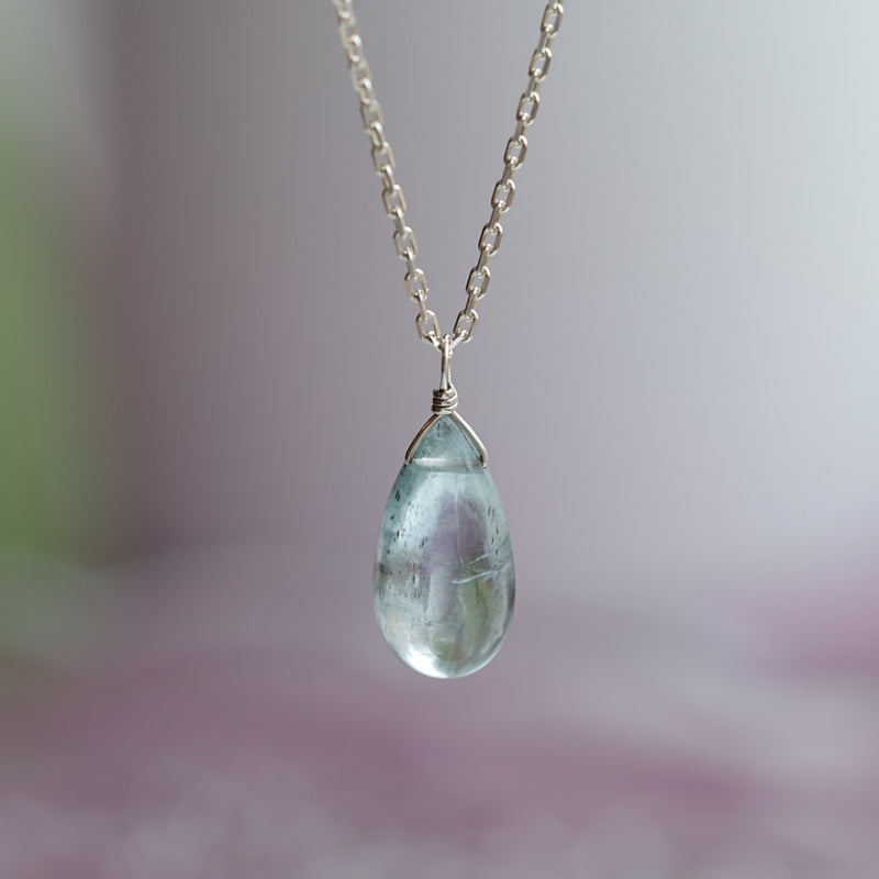Sterling Silver Moss Aquamarine Pendant Necklace