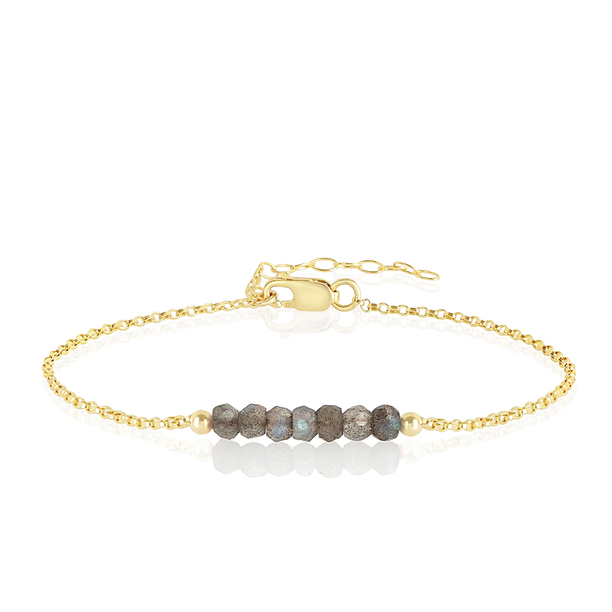 Labradorite Anklet with initials in Gold - Boutique Baltique