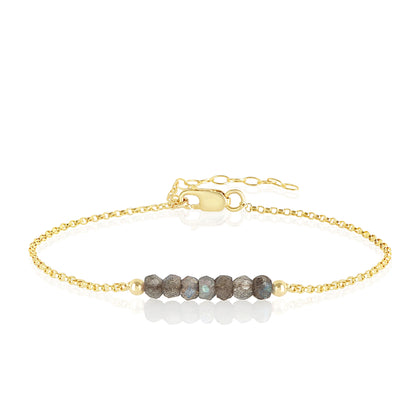 Labradorite Anklet with initials in Gold - Boutique Baltique