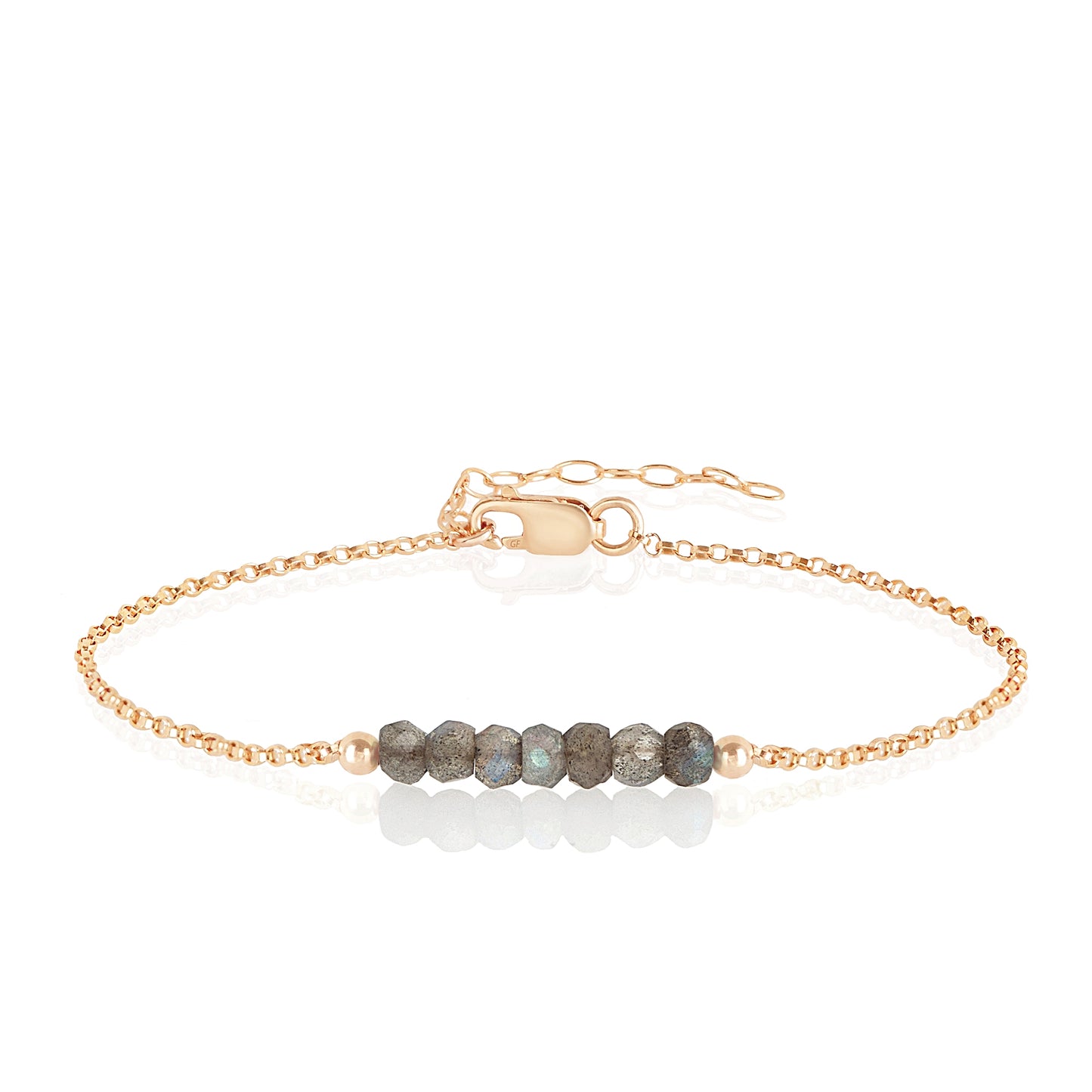Labradorite Anklet with initials in Rose Gold - Boutique Baltique