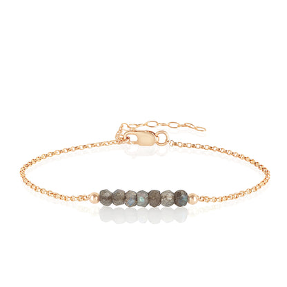 Labradorite Anklet with initials in Rose Gold - Boutique Baltique