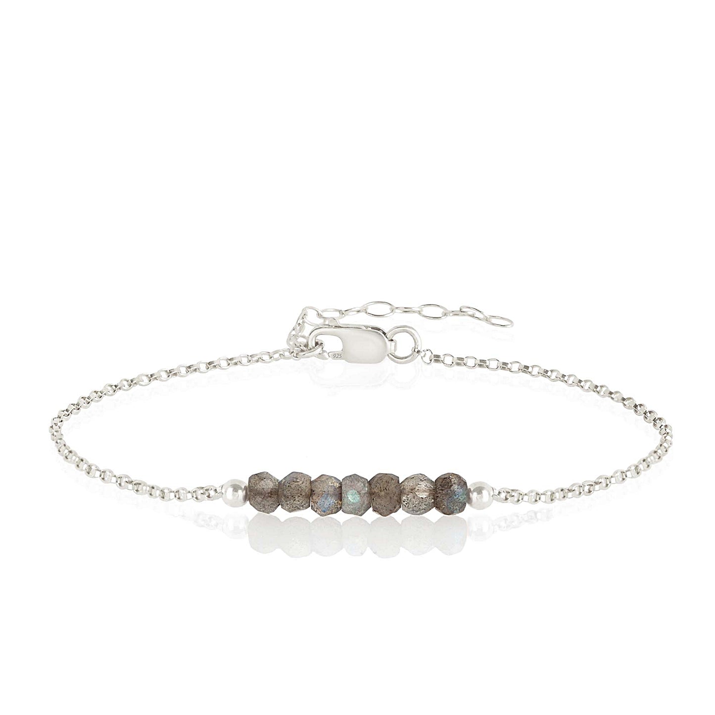 Labradorite Anklet with initials in Silver - Boutique Baltique