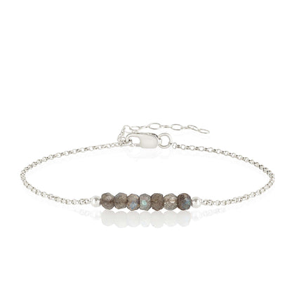 Labradorite Anklet with initials in Silver - Boutique Baltique