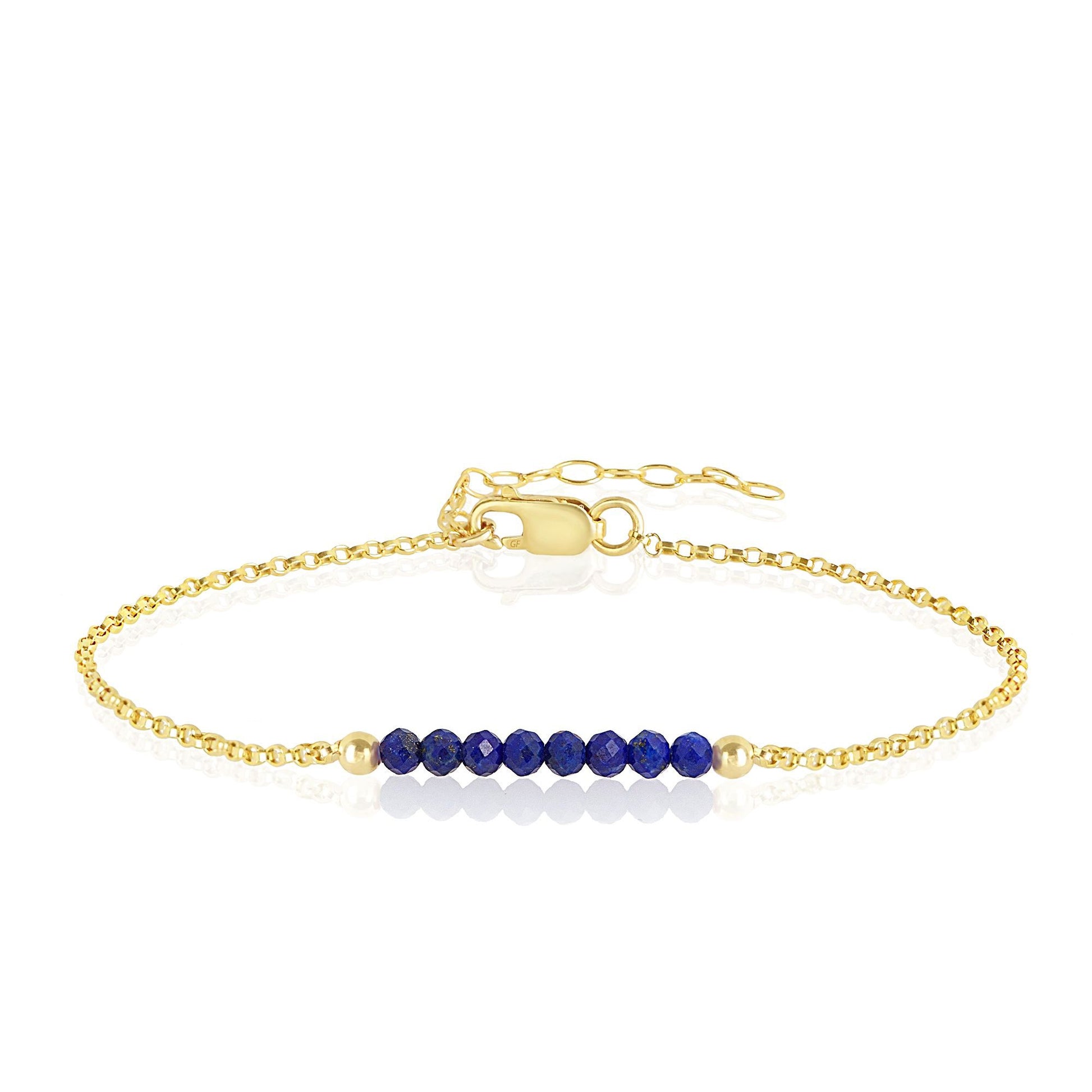 Lapis Lazuli Anklet with initials in Gold - Boutique Baltique