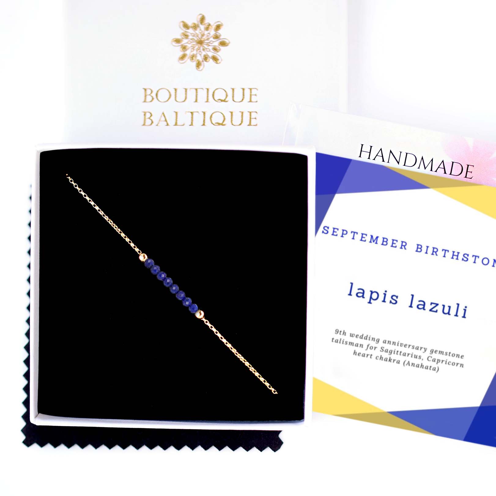Lapis Lazuli Anklet with initials in Gold - Boutique Baltique