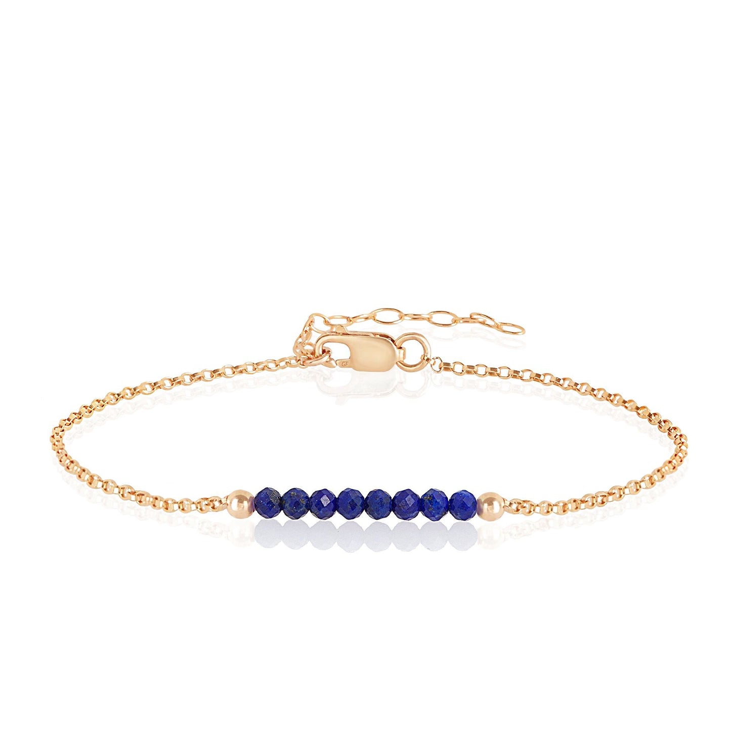 Lapis Lazuli Anklet with initials in Rose Gold - Boutique Baltique