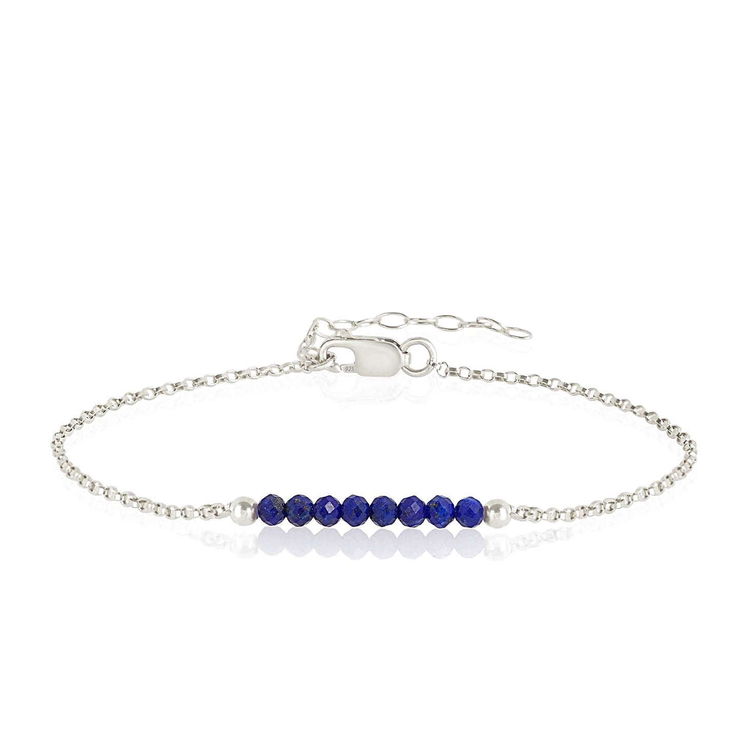 Lapis Lazuli Anklet with initials in Silver - Boutique Baltique