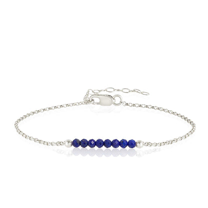 Lapis Lazuli Anklet with initials in Silver - Boutique Baltique