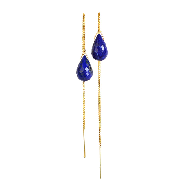 Lapis Lazuli Drop Threader Earrings