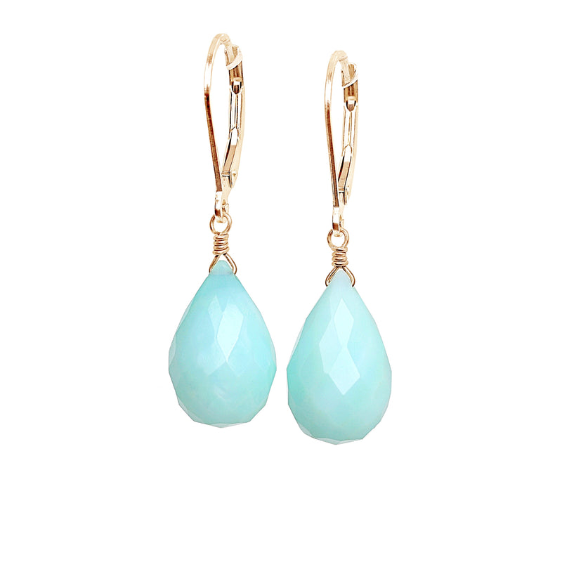 Large Blue Opal Earrings in Gold - Boutique Baltique