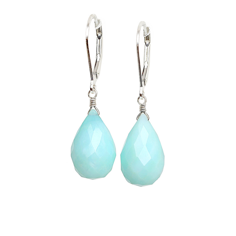 Large Blue Opal Earrings in Silver - Boutique Baltique