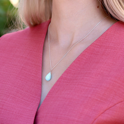 Large Blue Opal Necklace in Silver - Boutique Baltique