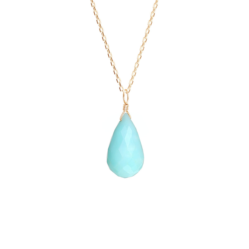 Large Blue Opal Pendant Necklace in Gold - Boutique Baltique