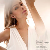 LUNA Freshwater Pearl Luxurious Jewelry Set: Earrings, Baby Choker, Necklace and Bracelet in 14kk Gold