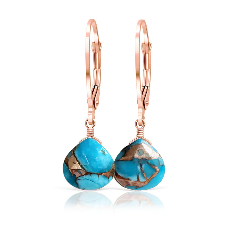Mojave Turquoise Earrings in 14k Rose Gold