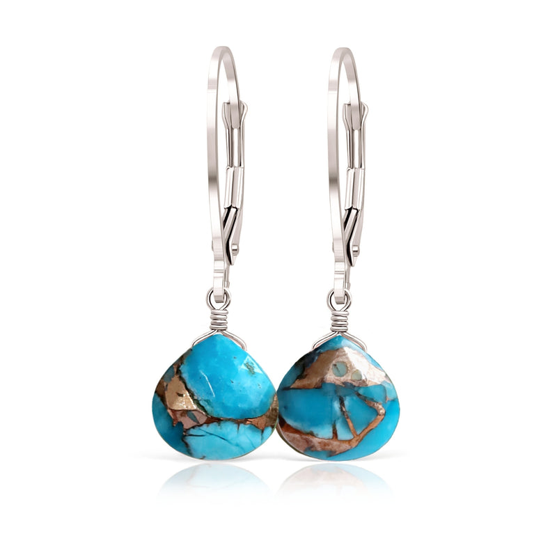 Mojave Turquoise Earrings in 14k White Gold