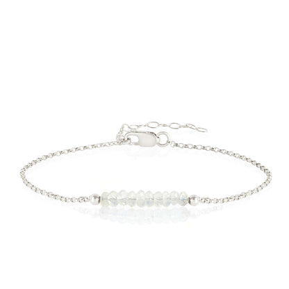 Rainbow Moonstone Anklet with initials in Silver - Boutique Baltique