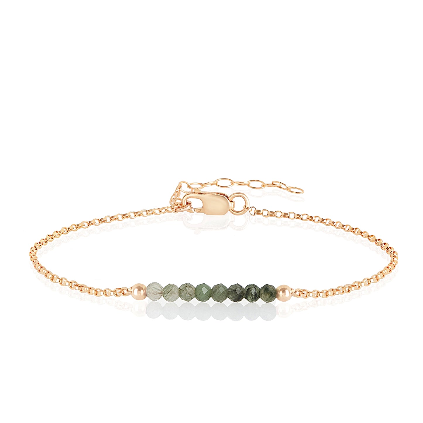 Moss Aquamarine Anklet with initials in Rose Gold - Boutique Baltique
