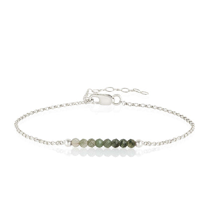 Moss Aquamarine Anklet with initials in Silver - Boutique Baltique