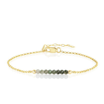 Moss Aquamarine Anklet with initials in Gold - Boutique Baltique