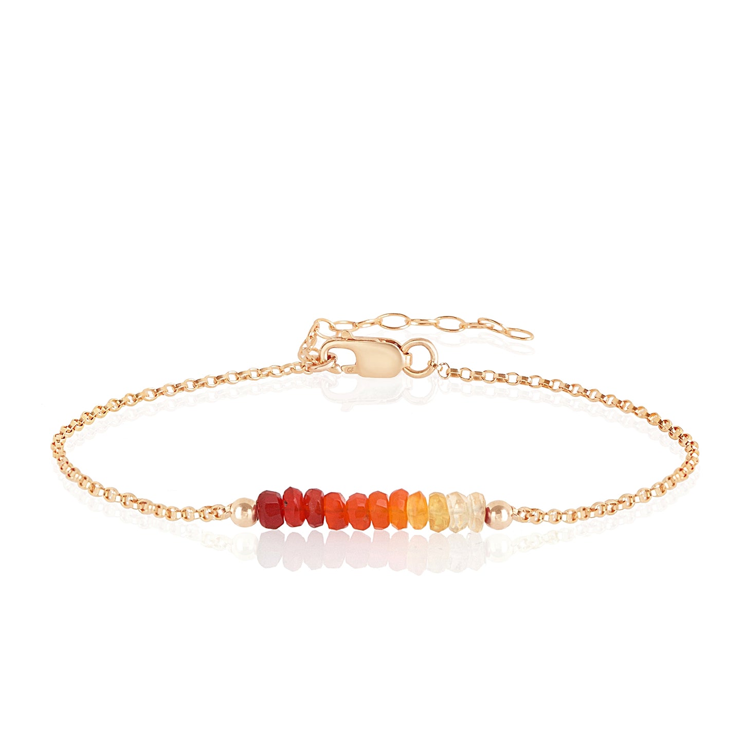 Mexican Fire Opal Anklet with initials in Rose Gold - Boutique Baltique
