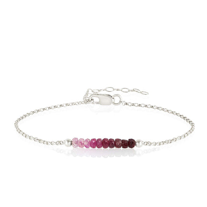 Ombre Ruby Anklet with initials in Silver - Boutique Baltique