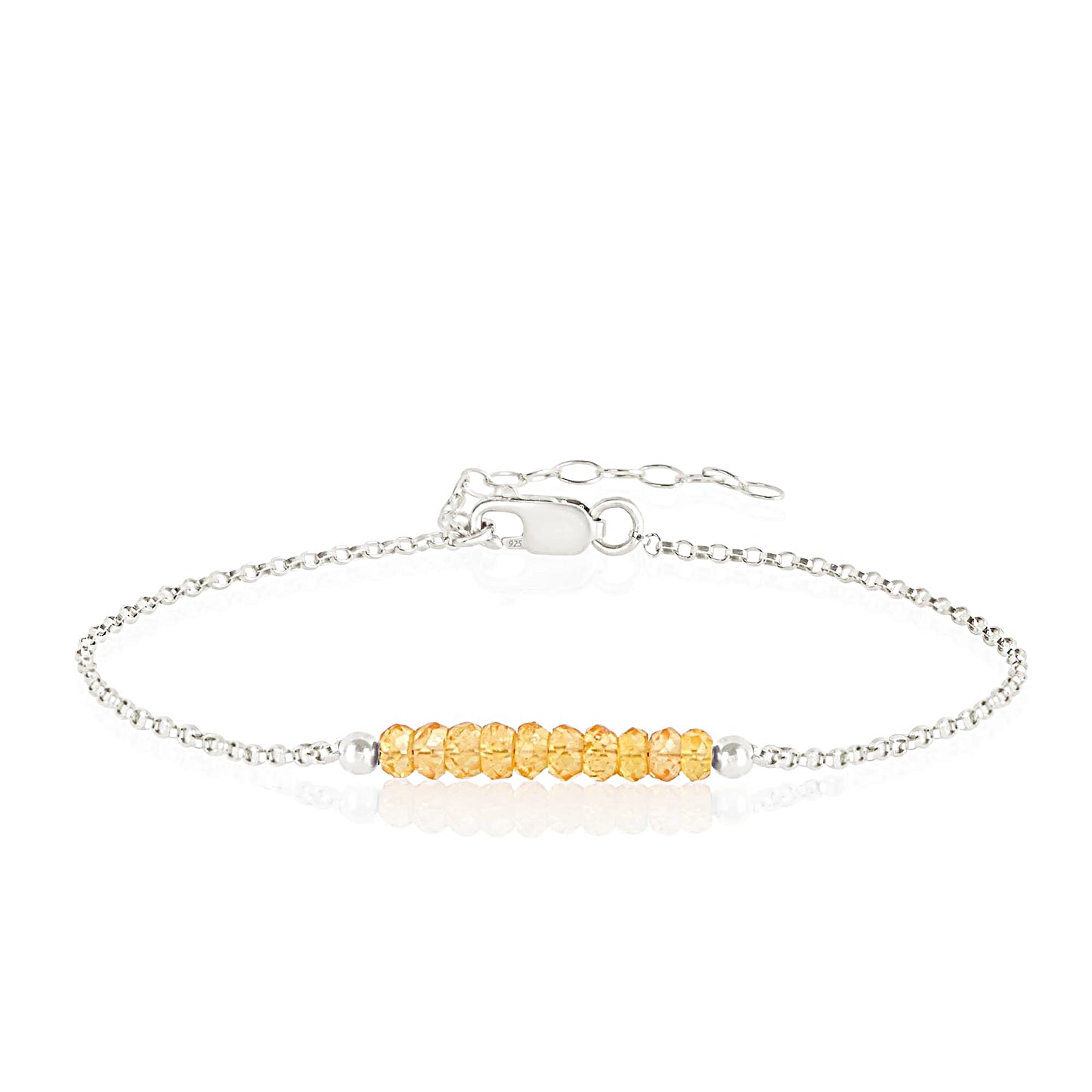 Mandarin Garnet anklet - Spessartine with initials in Silver - Boutique Baltique