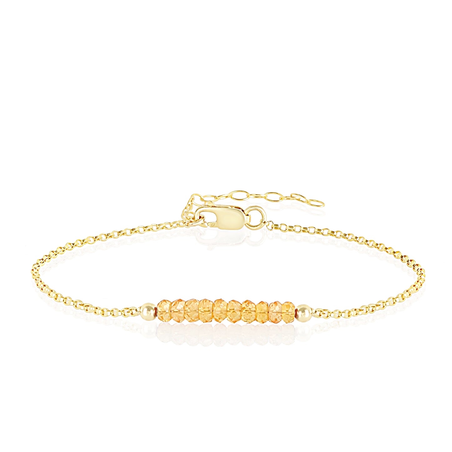 Mandarin Garnet anklet - Spessartine with initials in Gold - Boutique Baltique