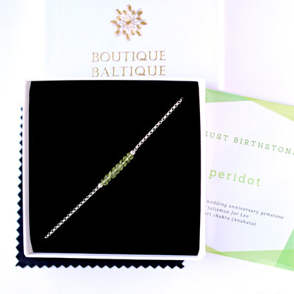 Peridot Anklet with initials in Silver - Boutique Baltique