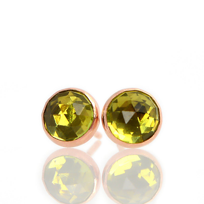 Peridot Stud earrings in 14k Rose Gold
