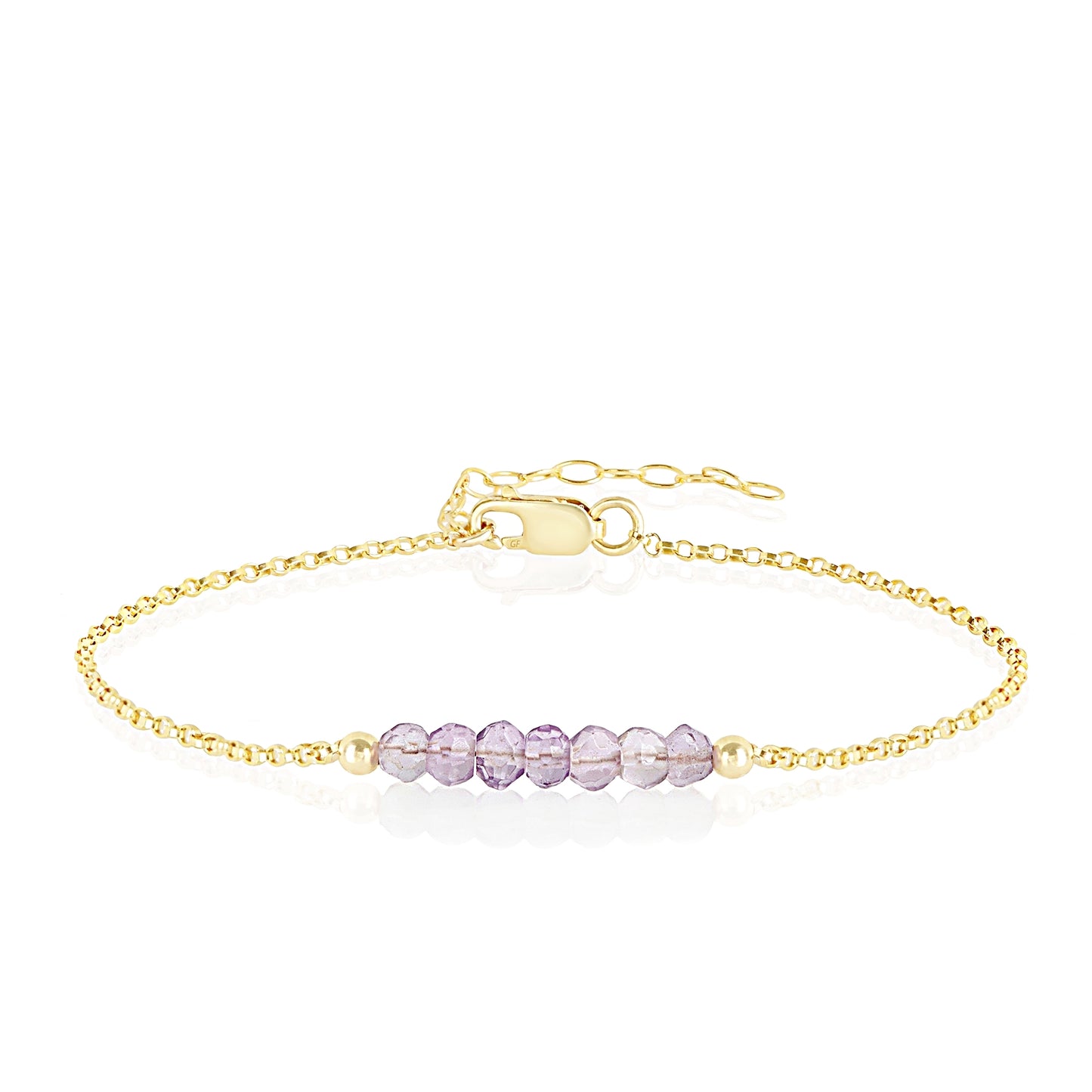 Pink Amethyst Anklet with initials in Gold - Boutique Baltique