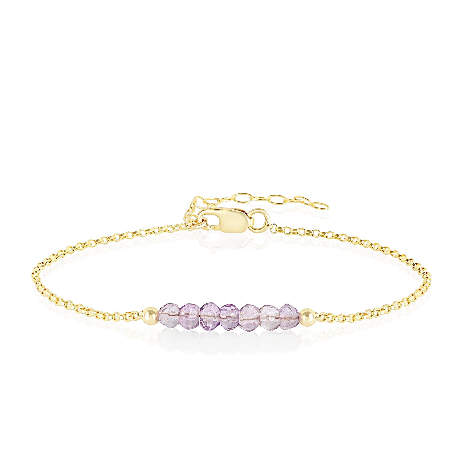 Pink Amethyst Anklet with initials in Gold - Boutique Baltique