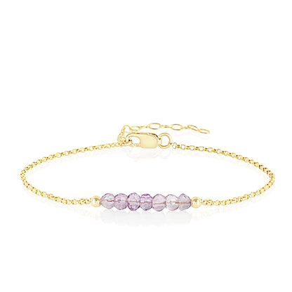 Pink Amethyst Anklet with initials in Gold - Boutique Baltique