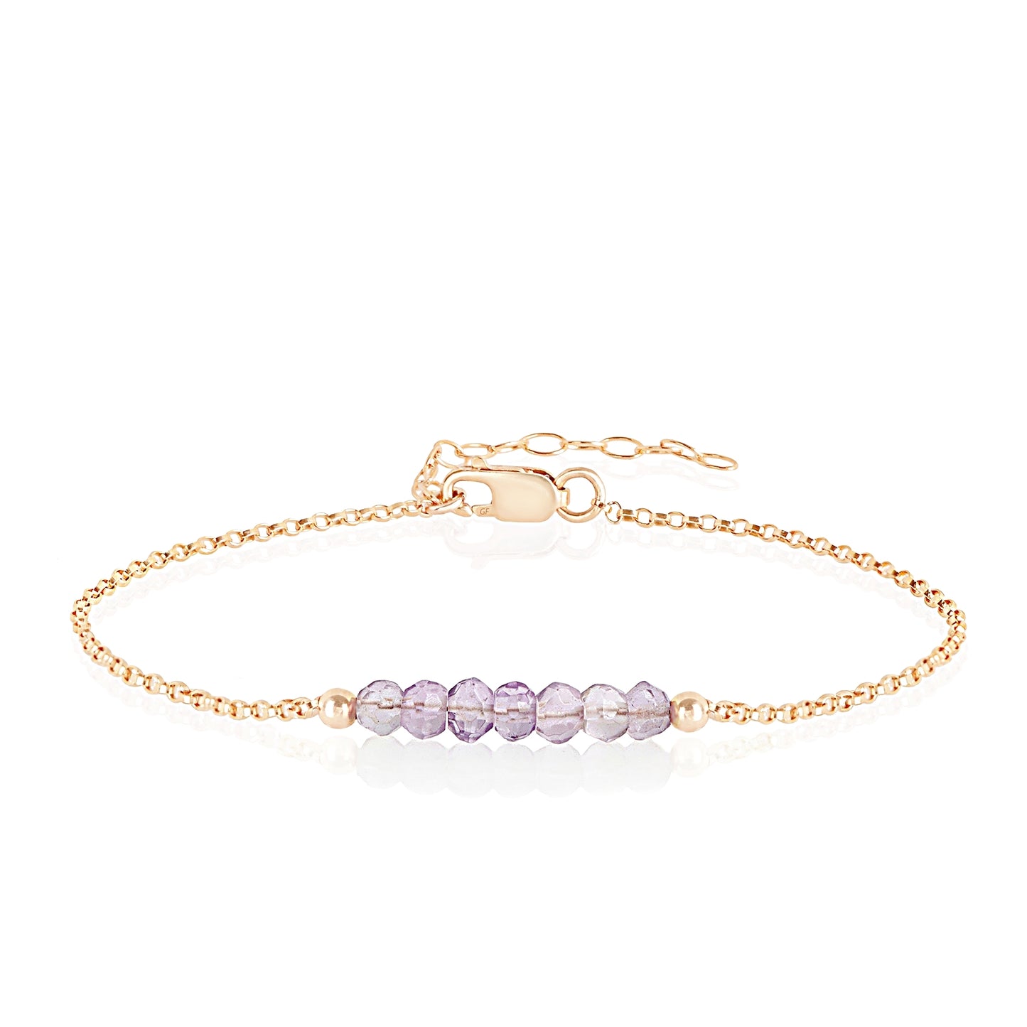 Pink Amethyst Anklet with initials in Rose Gold - Boutique Baltique