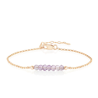 Pink Amethyst Anklet with initials in Rose Gold - Boutique Baltique