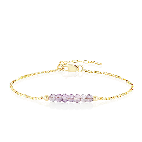 Pink Amethyst Bracelet with initials in Gold - Boutique Baltique 