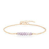 Pink Amethyst Bracelet with initials in Rose Gold - Boutique Baltique 
