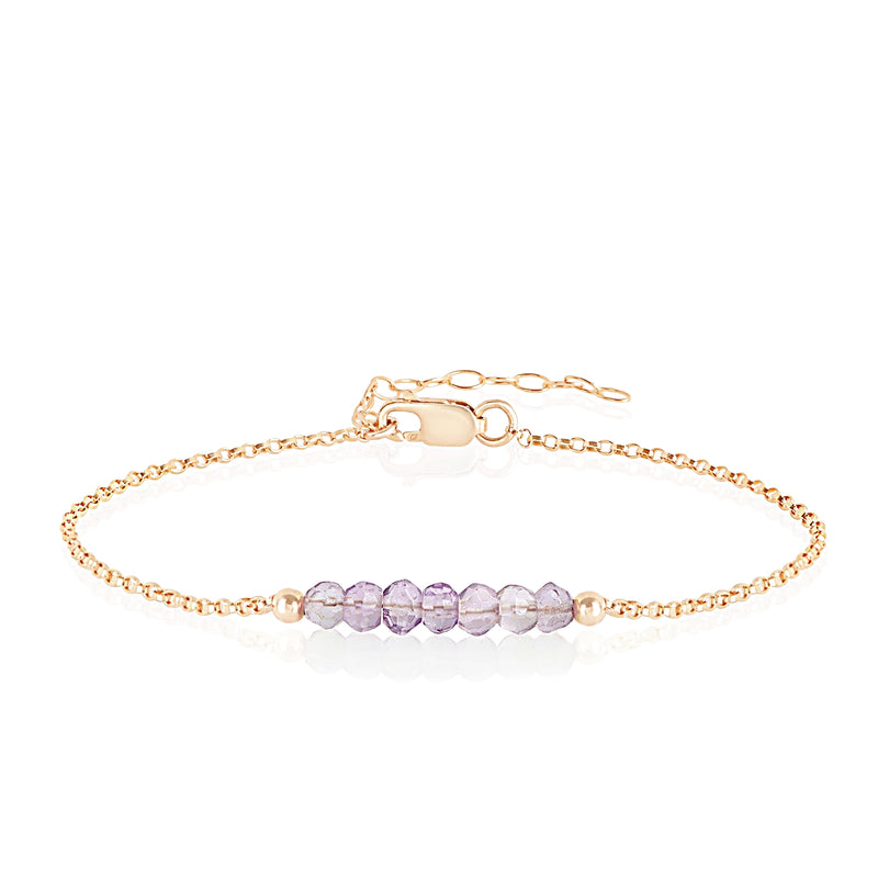 Pink Amethyst Bracelet with initials in Rose Gold - Boutique Baltique 