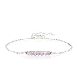 Pink Amethyst Bracelet with initials in Silver - Boutique Baltique 