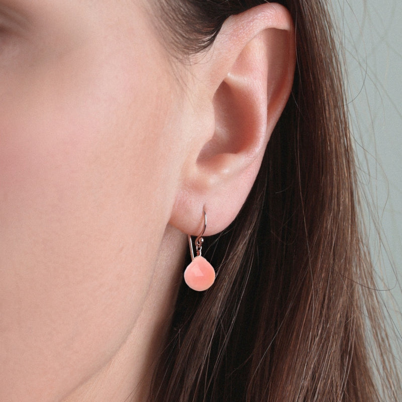 14k Rose Gold Pink Opal Earrings