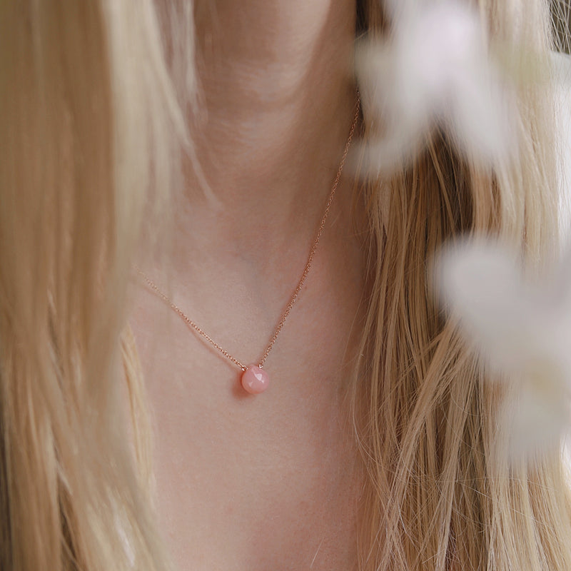 14k Rose Gold Pink Opal Necklace