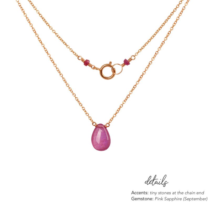 Pink Sapphire Necklace with details handmade by boutique baltique