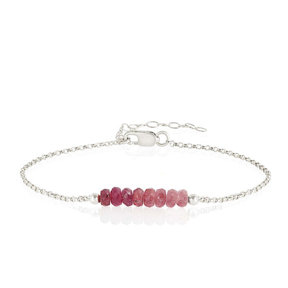 Rubellite Pink Tourmaline Anklet with initials in Silver - Boutique Baltique 