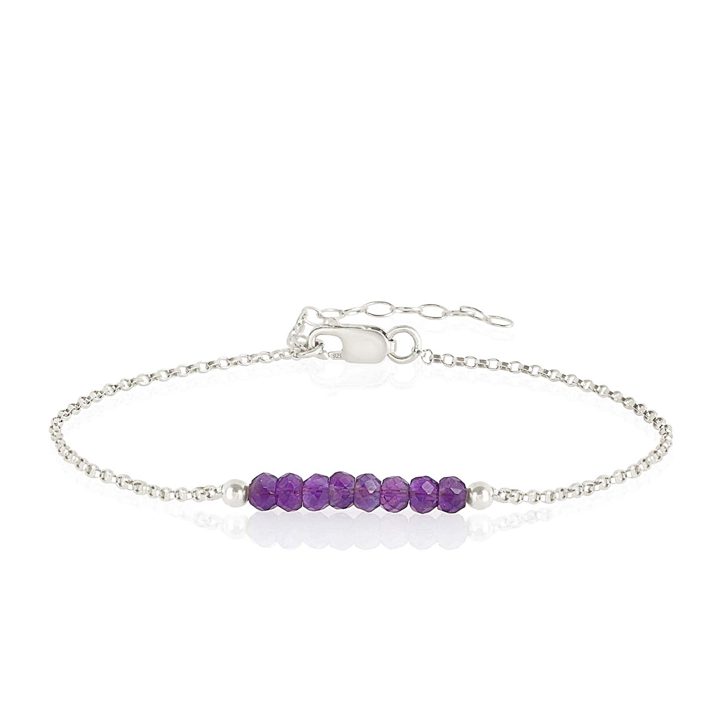 Amethyst Anklet with initials in Silver - Boutique Baltique 