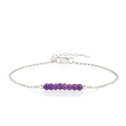 Amethyst Anklet with initials in Silver - Boutique Baltique 