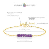 Amethyst Bracelet with initials in Gold - Boutique Baltique